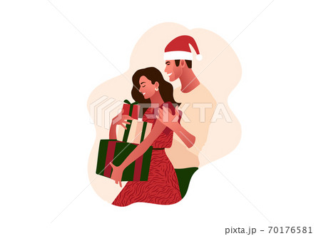 Young couple. Happy New Year 2021 vector poster 70176581