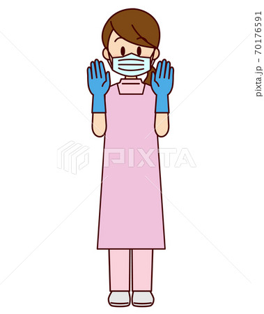 マスクと手袋をする女性看護師26のイラスト素材
