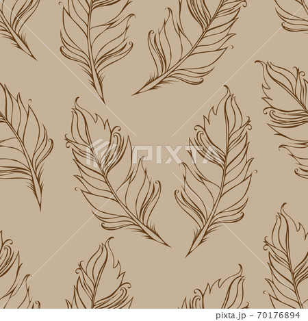 Feather isolated. Seamless pattern. Vector illustration. Brown and beige colors 70176894