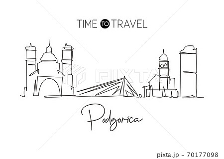 One single line drawing of Podgorica city skyline, Montenegro 70177098
