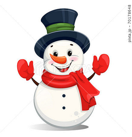 Cute cheerful Christmas snowman cartoon character - Stock Illustration  [70178648] - PIXTA