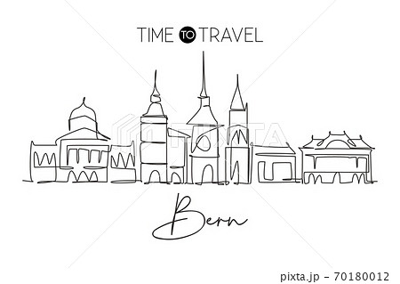 One single line drawing of Bern city skyline, Switzerland 70180012