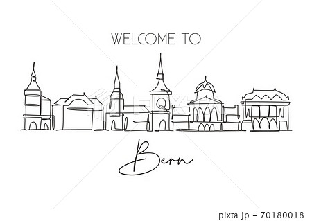 One continuous line drawing of Bern city skyline, Switzerland 70180018