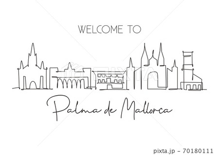 One single line drawing of Palma de Mallorca city skyline Spain 70180111