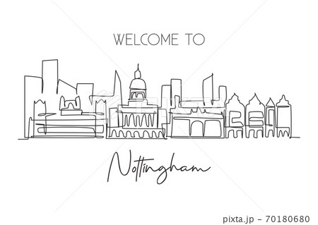 One single line drawing Nottingham city skyline 70180680