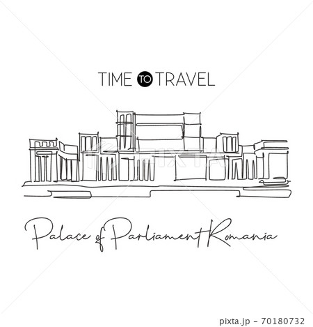 Single continuous line drawing Palace of the Parliament landmark 70180732