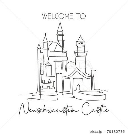One single line drawing Neuschwanstein Castle landmark 70180736