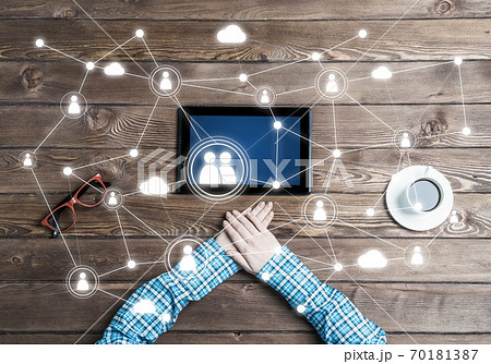 Concept of social communication and networking with social connection lines 70181387