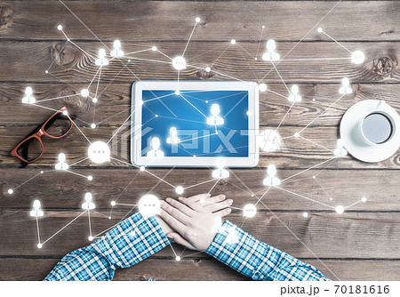 Concept of social communication and networking with social connection lines 70181616
