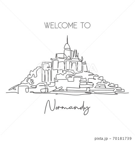 Single continuous line drawing Le Mont Saint Michel landmark 70181739