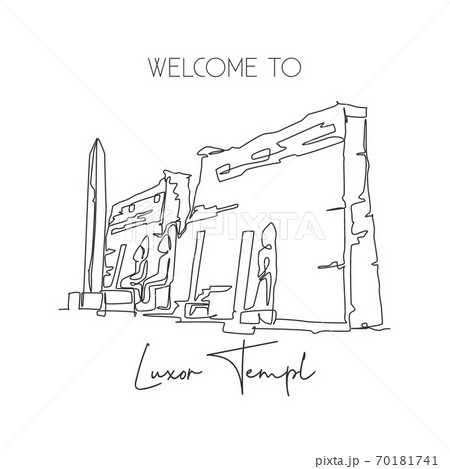 One single line drawing old Ancient Egyptian Luxor Temple landmark 70181741