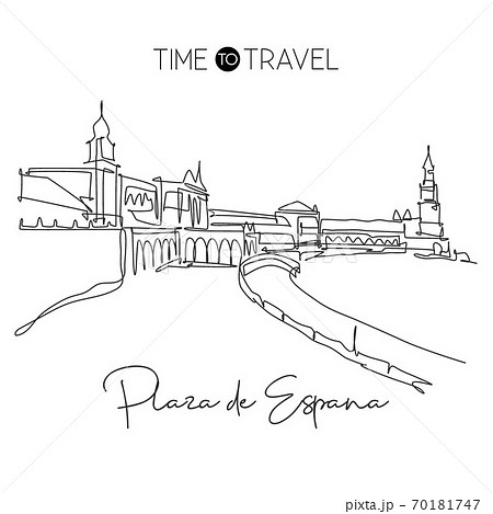 Single continuous line drawing Plaza de Espana landmark 70181747