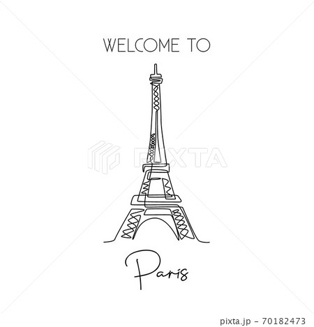 Single continuous line drawing of Eiffel Tower. Iconic landmark place in Paris, France 70182473
