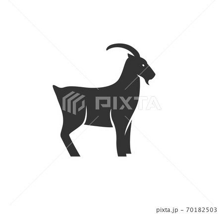 Goat silhouette vector illustration. Black and white capricorn logo. Isolated on white background 70182503