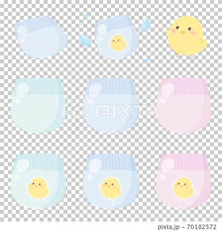 かわいいオムツのイラスト素材セットのイラスト素材