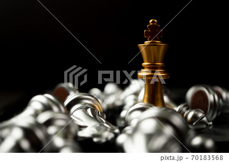 Golden King chess is last standing in the chess board, Concept of successful business leadership 70183568