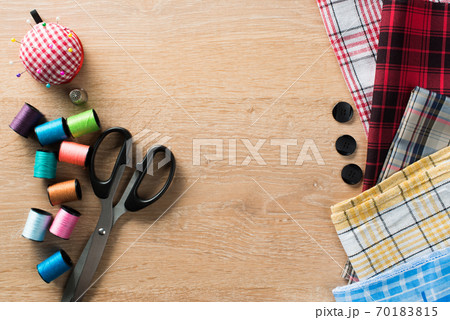 Sewing kit on table Sewing kit on table 70183815