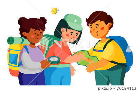 Children traveling - colorful flat design style illustration 70184113
