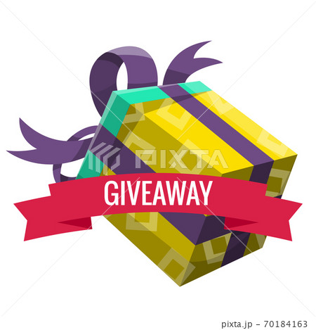 Giveaway winner present. Gift poster for social media post. Holidays and shopping giveaway gifts promo for wedding. Special prize congratulation concept 70184163