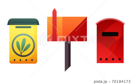 Mailbox. Mail box vector post or postal letterbox of American or European mailing and set of postboxes for delivery mailed letters 70184173