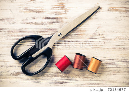 Sewing kit on table Sewing kit on table 70184677