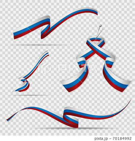Flag of Russia. 12th of June. Set of realistic wavy ribbons in colors of russian flag on transparent background. Independence day. National symbol. Vector illustration. Flag of Russia. 12th of June. Set of realistic wavy ribbons in colors of russian flag on transparent background. Independence day. National symbol. Vector illustration. 70184992