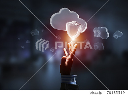 Computer and internet security concept presented by icon cloud. Mixed media 70185519