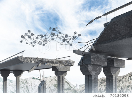 Damaged stone bridge as idea for problem and social connection concept Damaged stone bridge as idea for problem and social connection concept 70186098