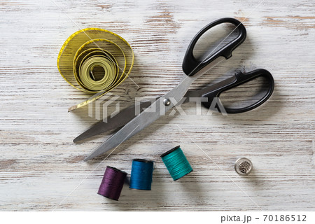 Sewing kit on table Sewing kit on table 70186512