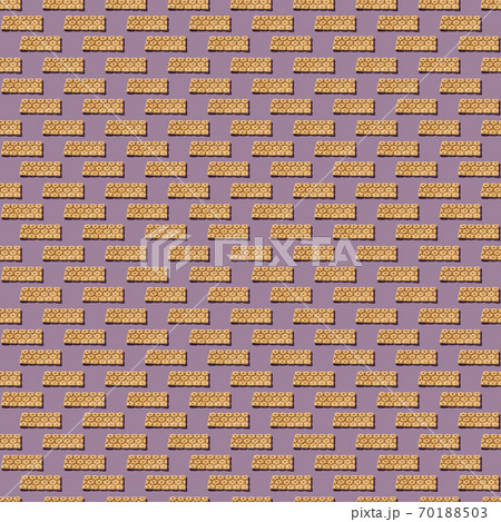 Photo seamless pattern of orange color crispbreads for healthy food with shadows on a colored lilac Photo seamless pattern of orange color crispbreads for healthy food with shadows on a colored lilac 70188503