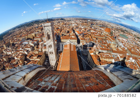 Full fisheye aerial view of Florence town center (Italy) Full fisheye aerial view of Florence town center (Italy) 70188582