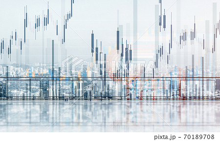 Concept of global communication and networking with world map over cityscape 70189708