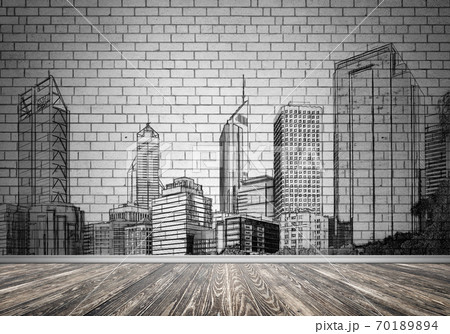 City design on wall 70189894