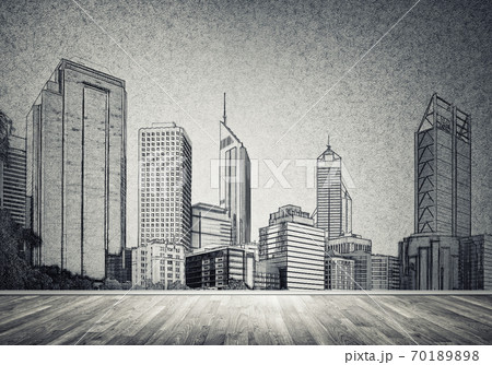 City design on wall 70189898