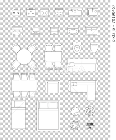 家具・家電　平面図セット 70190457
