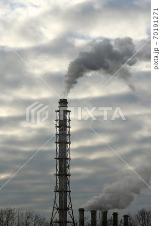 the smoke from the chimney of an industrial enterprise in the sky the smoke from the chimney of an industrial enterprise in the sky 70191271