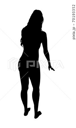 Young girl, black silhouette isolated on white background. Sexy beautiful pose, fitness exercising 70193352