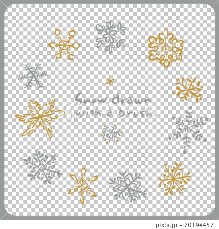 筆で描いた雪の結晶セット-金銀 筆で描いた雪の結晶セット-金銀 70194457