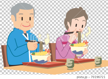 Senior couple eating soba Senior couple eating soba 70196721