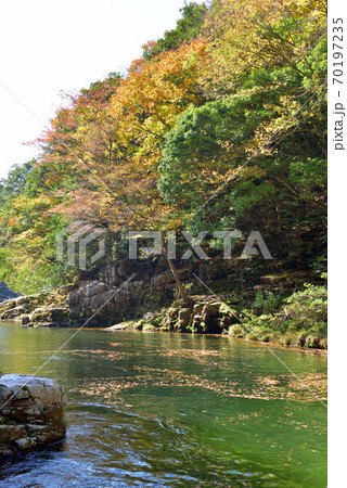 奥津渓の紅葉（岡山県苫田郡） 70197235