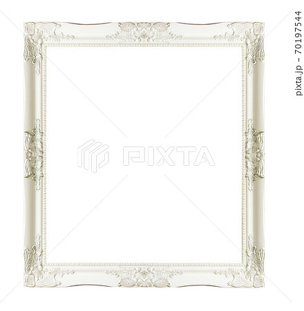 White vintage picture and photo frame isolated on white background. 70197544