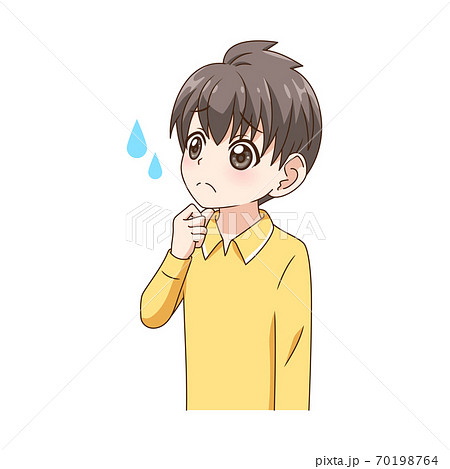 悩む男の子のイラスト素材