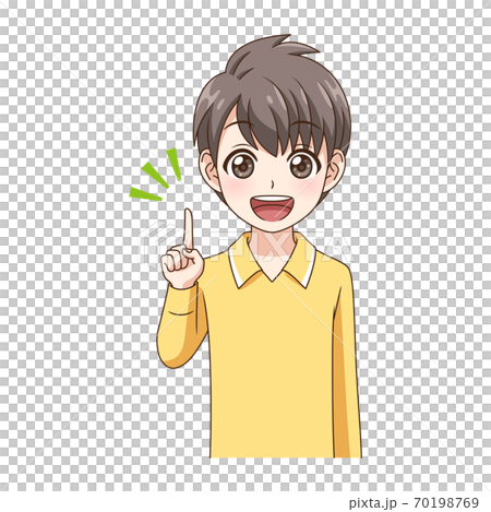 笑顔で指差しする男の子 70198769