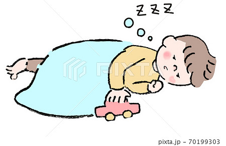 昼寝をする子供のイラスト素材