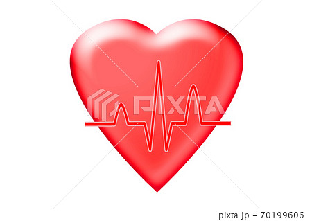 心臓と心電図波形イメージのイラスト素材