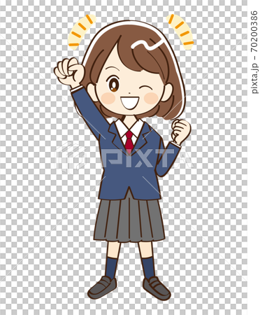 女性 学生 高校生 元気のイラスト素材