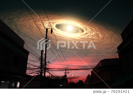 Silicate Crystal Formation in the Disk of an Erupting Star and silhouette power electric line on night sky 70201421