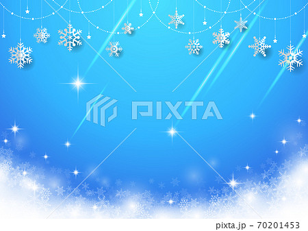 キラキラ☆クリスマスツリーと雪の結晶オーナメントのシンプルな風景 水色 キラキラ☆クリスマスツリーと雪の結晶オーナメントのシンプルな風景 水色 70201453