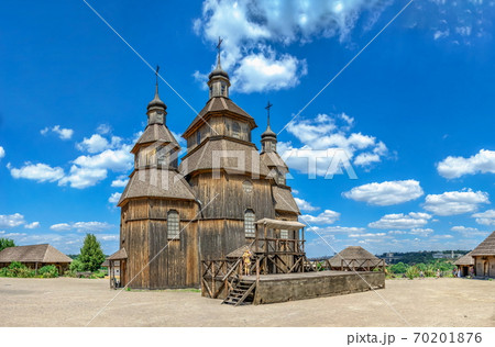 Wooden church in the National Reserve Khortytsia, Zaporozhye, Ukraine 70201876