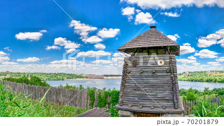 Watchtower in the National Reserve Khortytsia, Zaporozhye, Ukraine Watchtower in the National Reserve Khortytsia, Zaporozhye, Ukraine 70201879